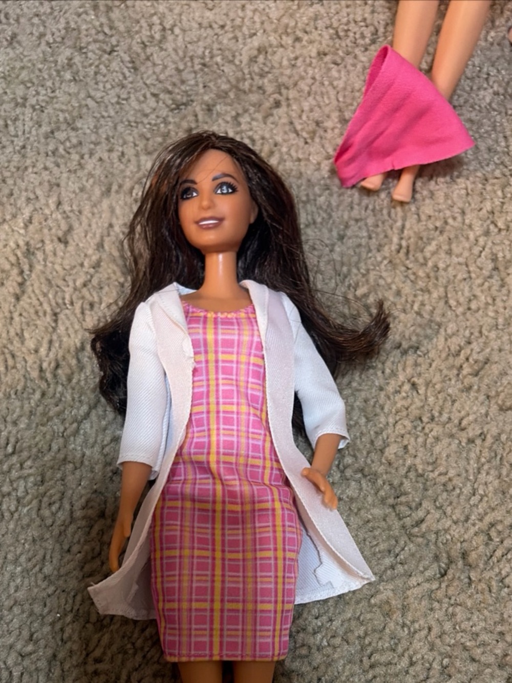 Vtg 2000 Mattel Barbie I Cn Be Children's Doctor Lab Coat Pink Dress 🎀